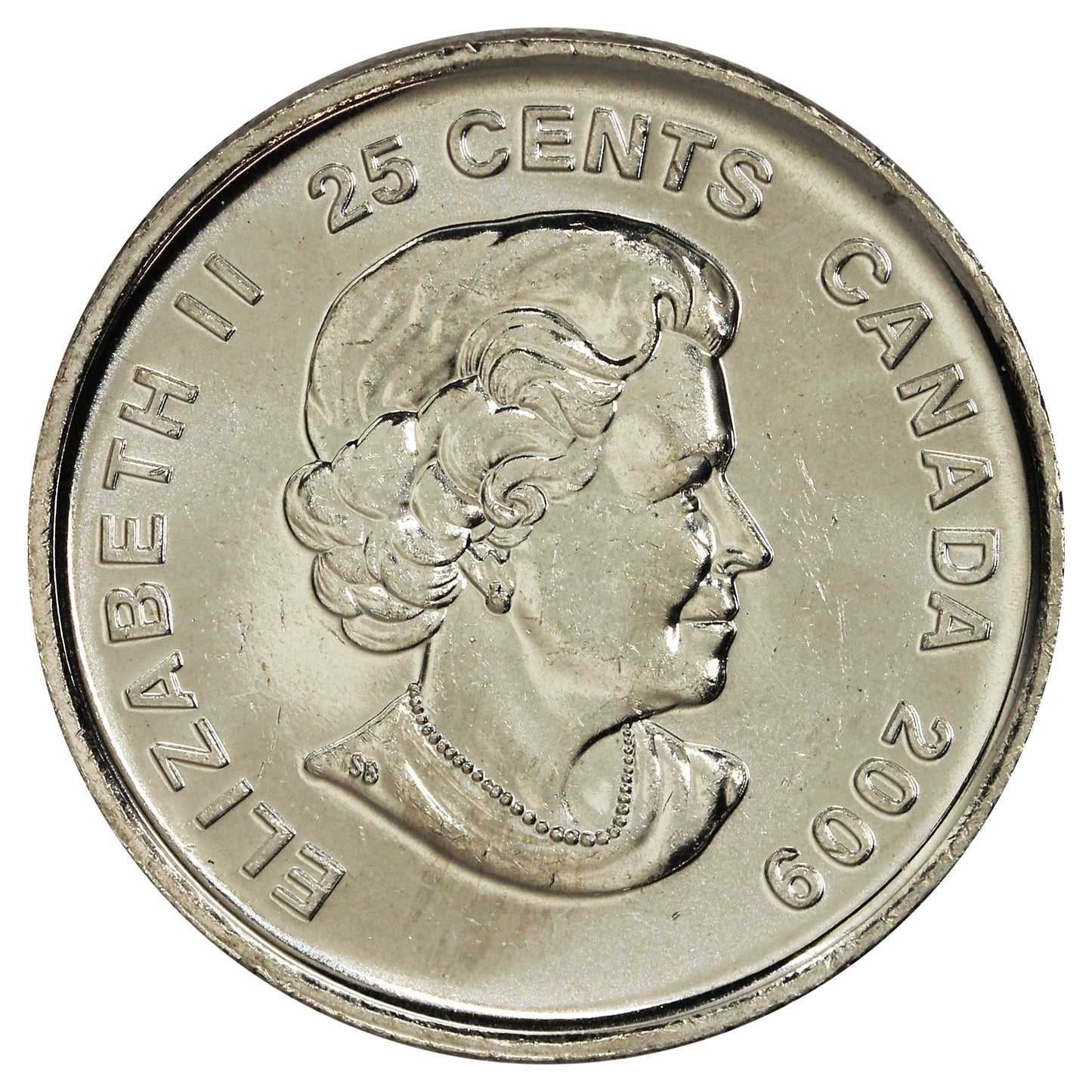 2009 Coloured Men's Hockey, (Engraved 2) Canada 25-cent Circulated