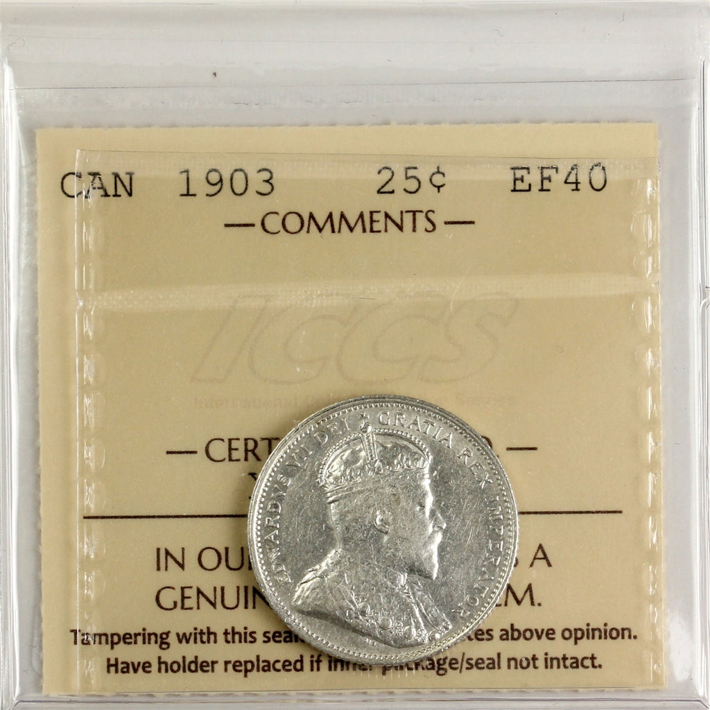 1903 Canada 25-cents ICCS Certified EF40