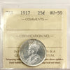 1917 Canada 25-cents ICCS Certified AU50