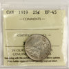 1919 Canada 25-cents ICCS Certified EF45