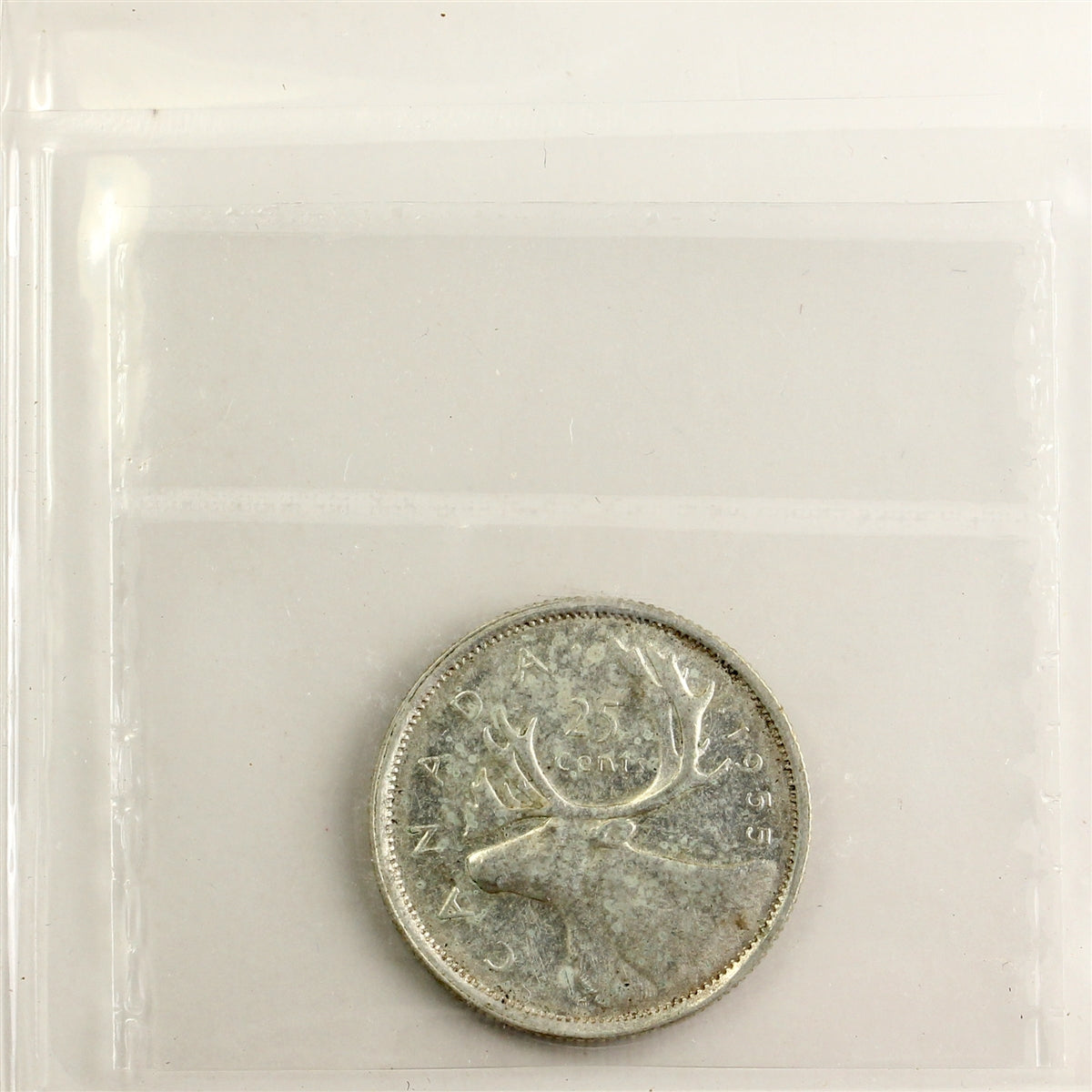 1955 Double 1955 Canada 25-cents ICCS Certified AU50