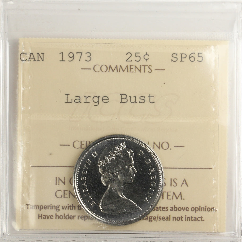 1973 Large Bust Canada 25-cents ICCS Certified SP-65
