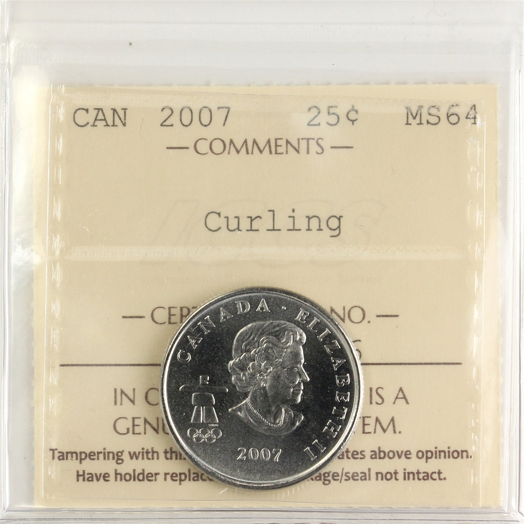 2007 Curling Canada 25-cents ICCS Certified MS64