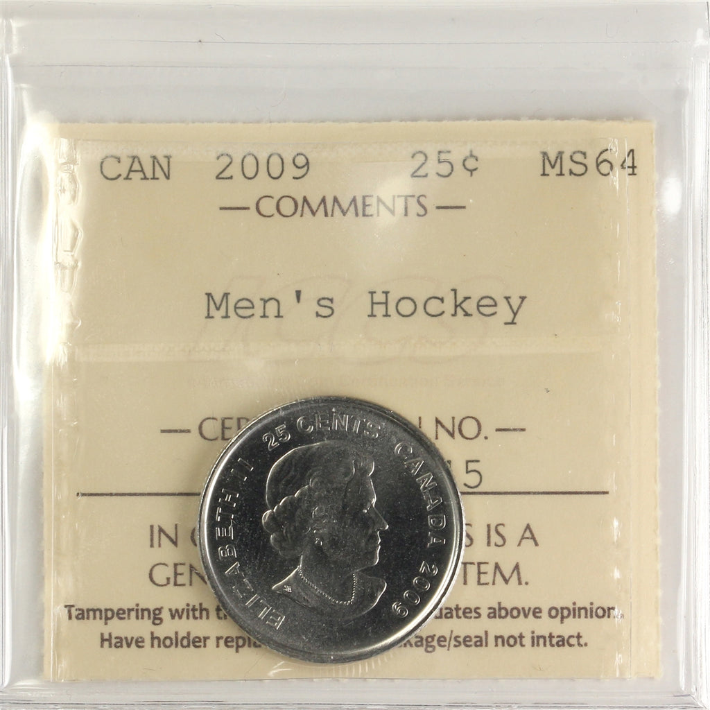 2009 Men's Hockey Canada 25-cents ICCS Certified MS64