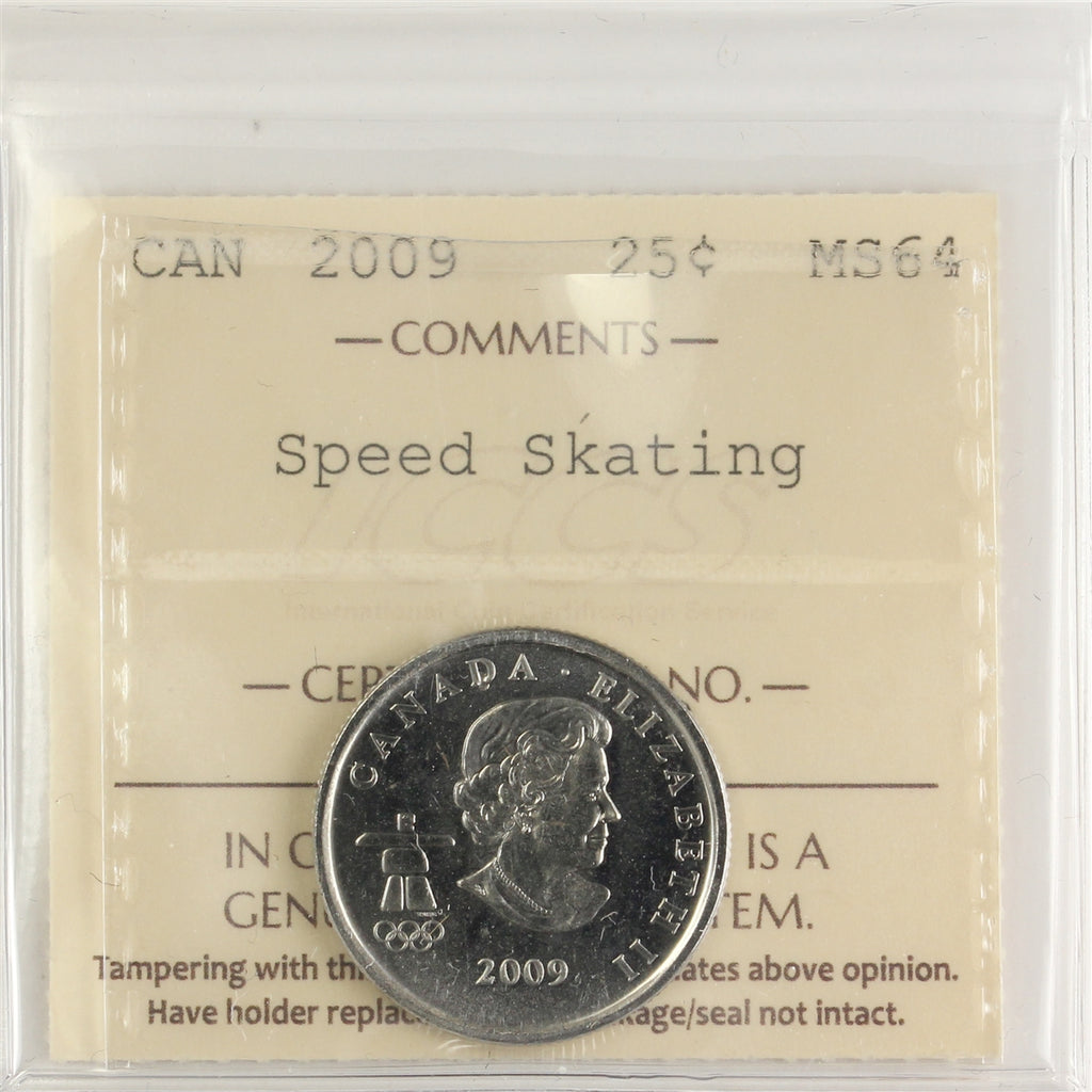2009 Speed Skating Canada 25-cents ICCS Certified MS64