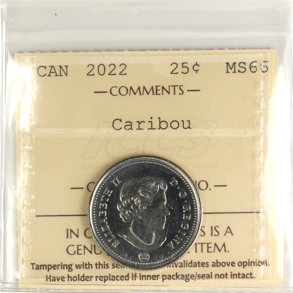 2022 Caribou Canada 25-cents ICCS Certified MS-66
