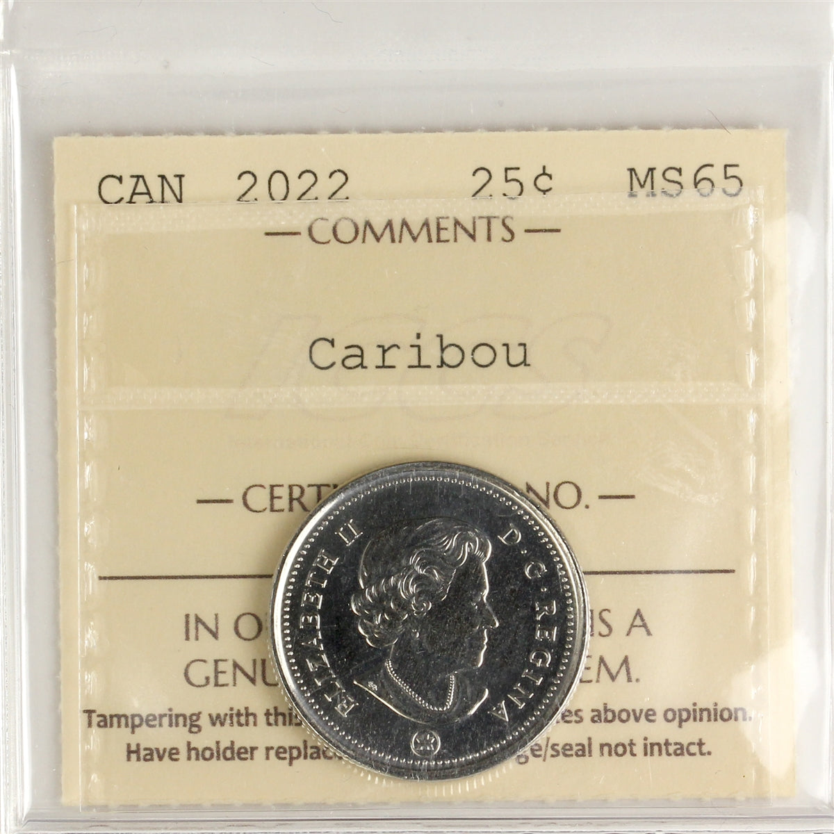 2022 Caribou Canada 25-cents ICCS Certified MS65