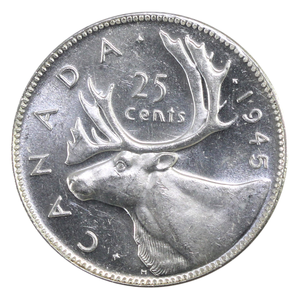 1945 Canada 25-cents UNC+ (MS62) Cameo