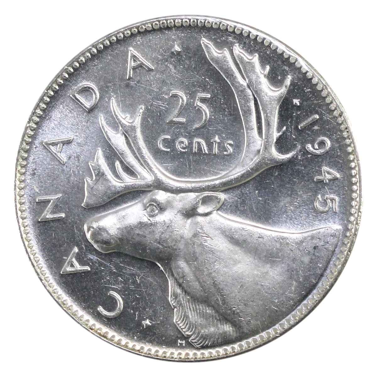1945 Canada 25-cents UNC+ (MS62) Cameo