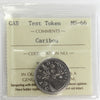 2016 (Issued 2018) Caribou Canada Test Token ICCS Certified MS66