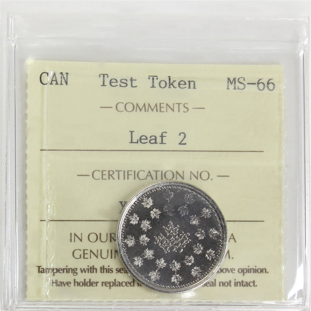 No Date (Issued 2018) Leaf #2 Canada Test Token ICCS Certified MS66