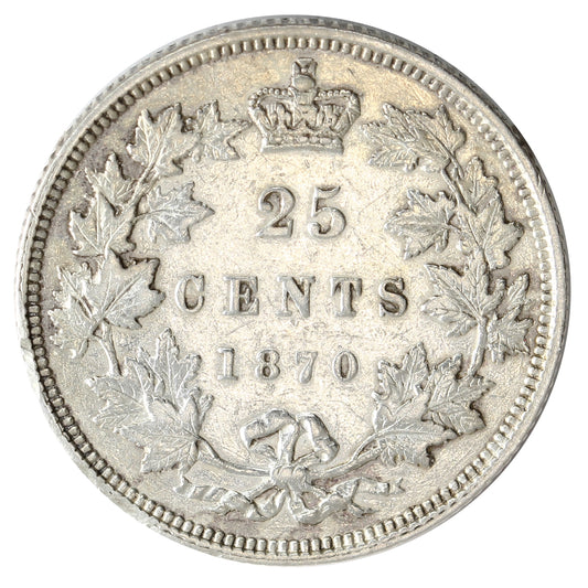 1870 Obv. 1 Canada 25-cents Extra Fine (EF-40) $