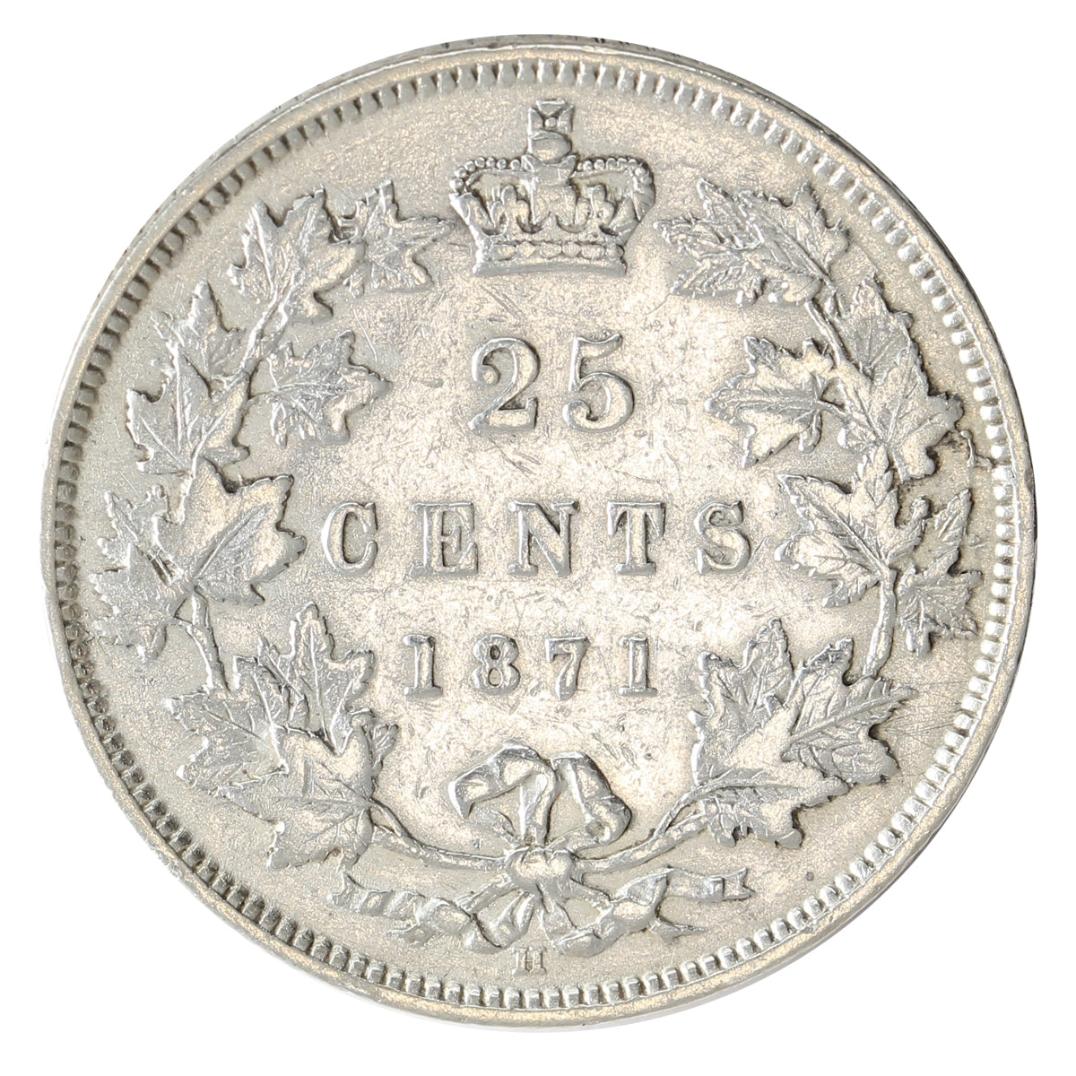 1871H Obv. 2 Canada 25-cents F-VF (F15) $
