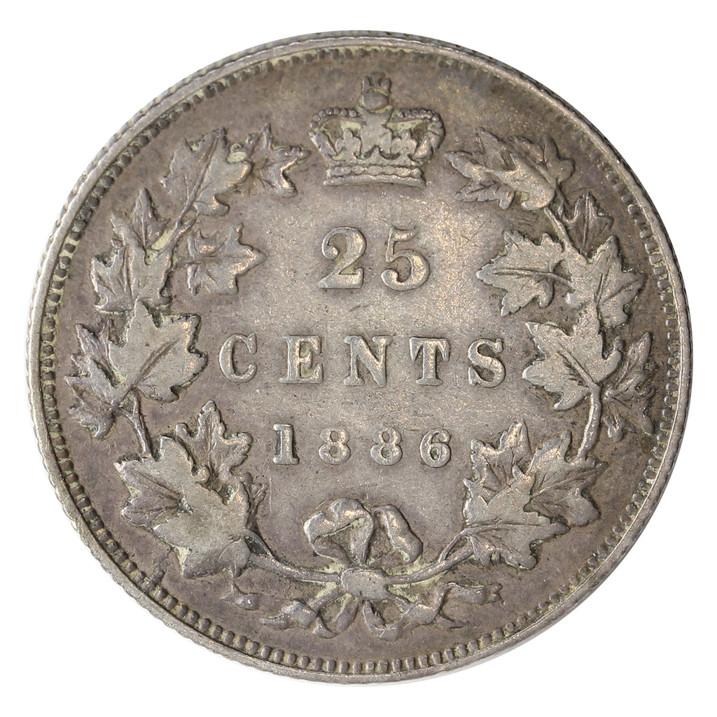 1886 Normal 6 Obv. 4 SBE Canada 25-cents Fine (F12) $