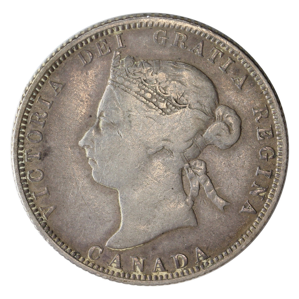 1886 Normal 6 Obv. 4 SBE Canada 25-cents Fine (F12) $