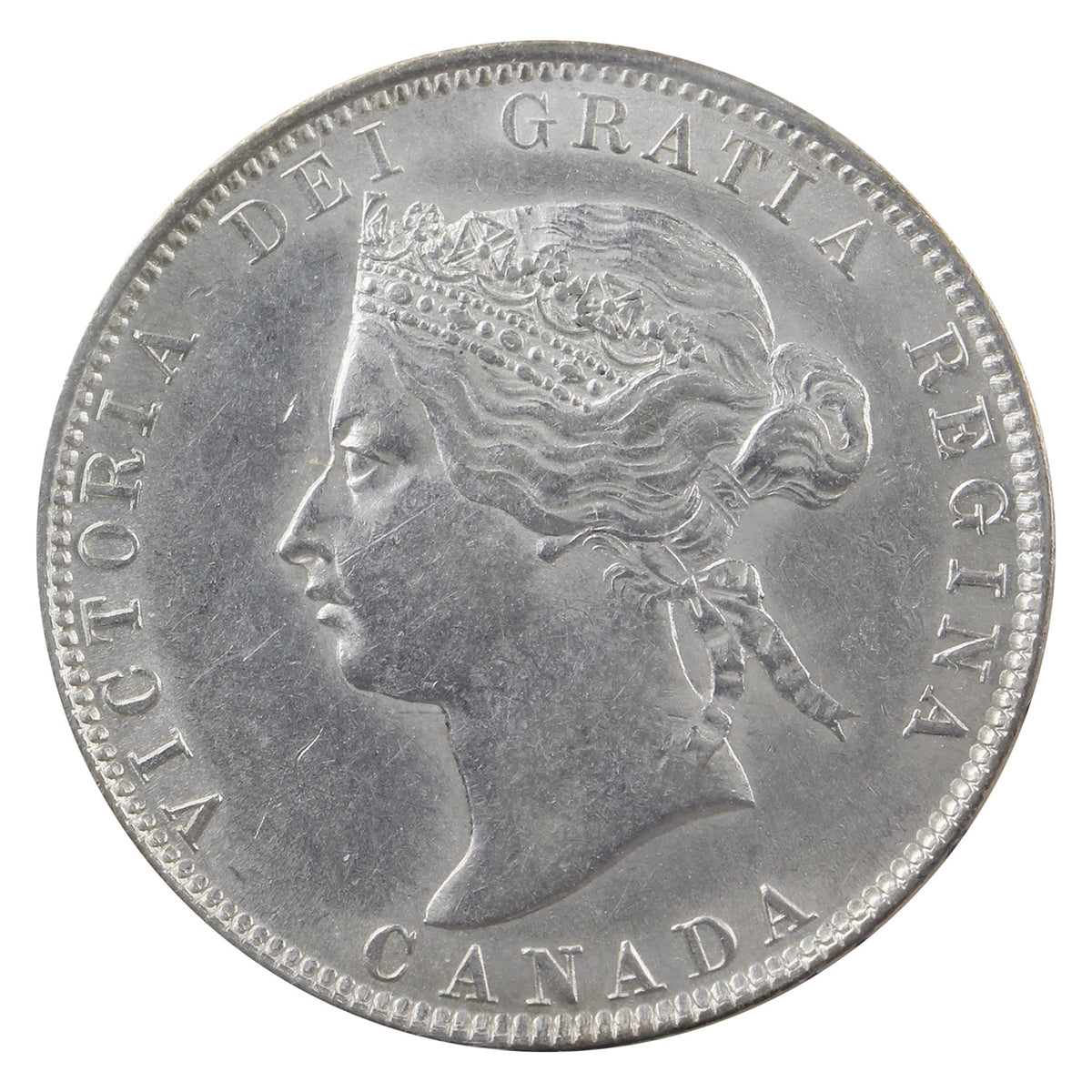 1872H Obv. 2 Canada 25-cents ICCS Certified EF45