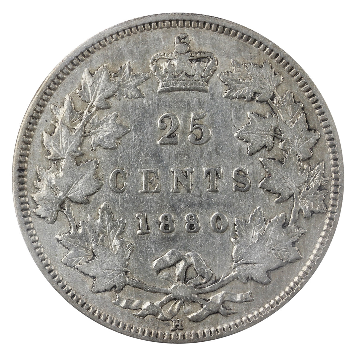 1880H Narrow/Wide O Canada 25-cents ICCS Certified F15