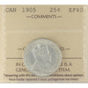 1905 Canada 25-cents ICCS Certified EF40