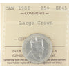 1906 Large Crown Canada 25-cents ICCS Certified EF45