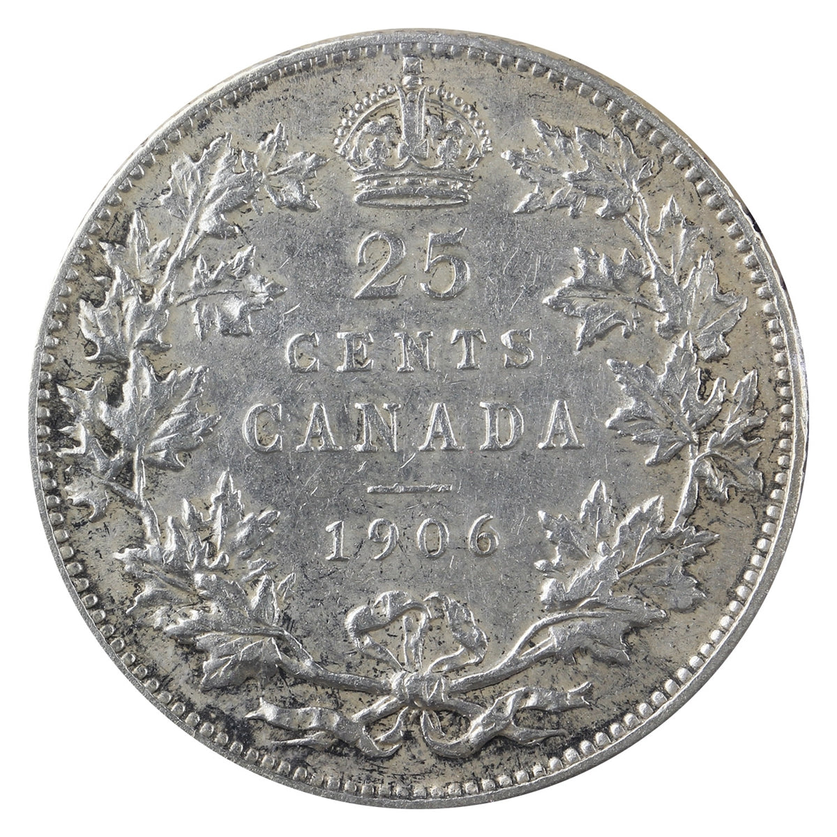 1906 Large Crown Canada 25-cents ICCS Certified EF45