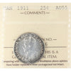 1911 Canada 25-cents ICCS Certified AU55