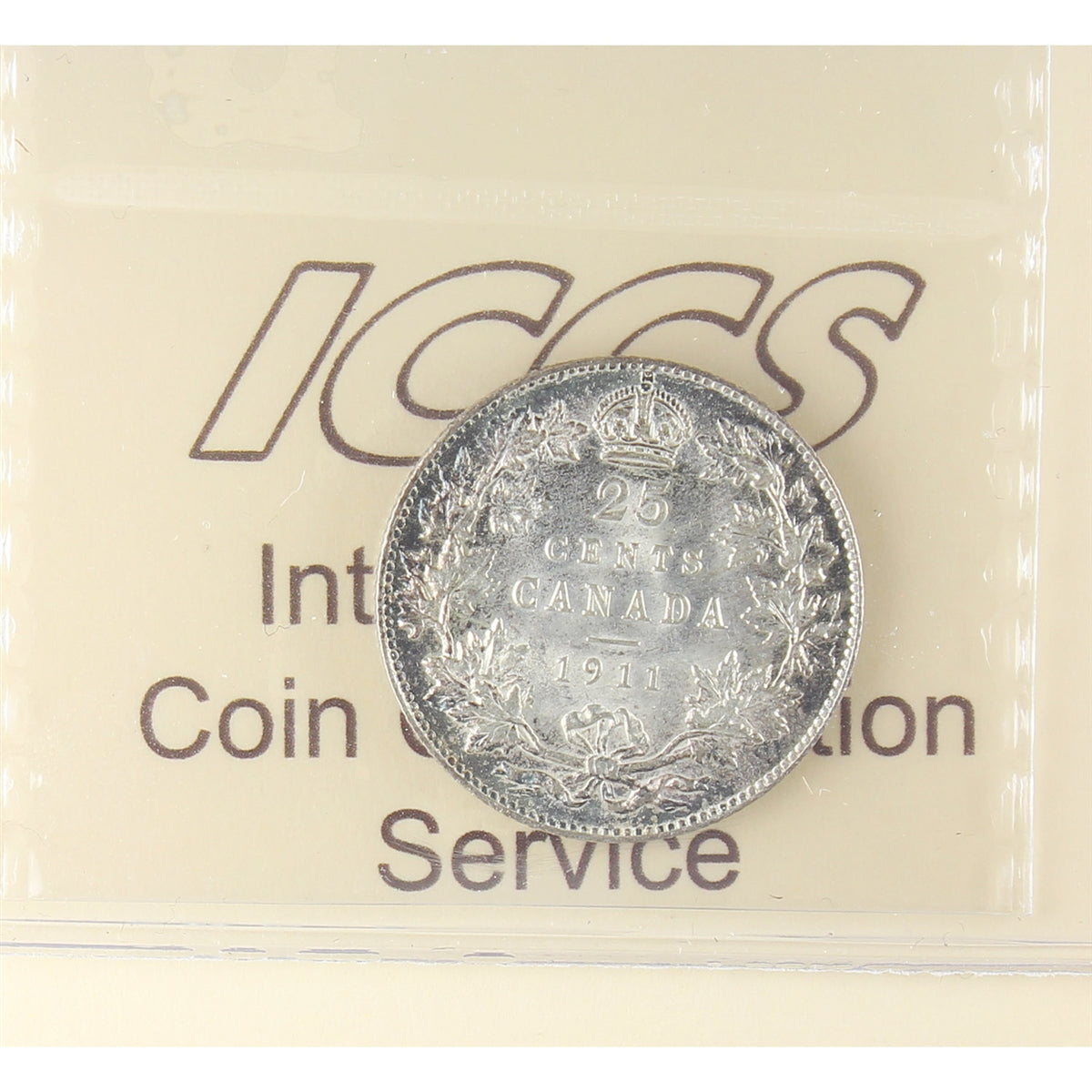 1911 Canada 25-cents ICCS Certified AU55
