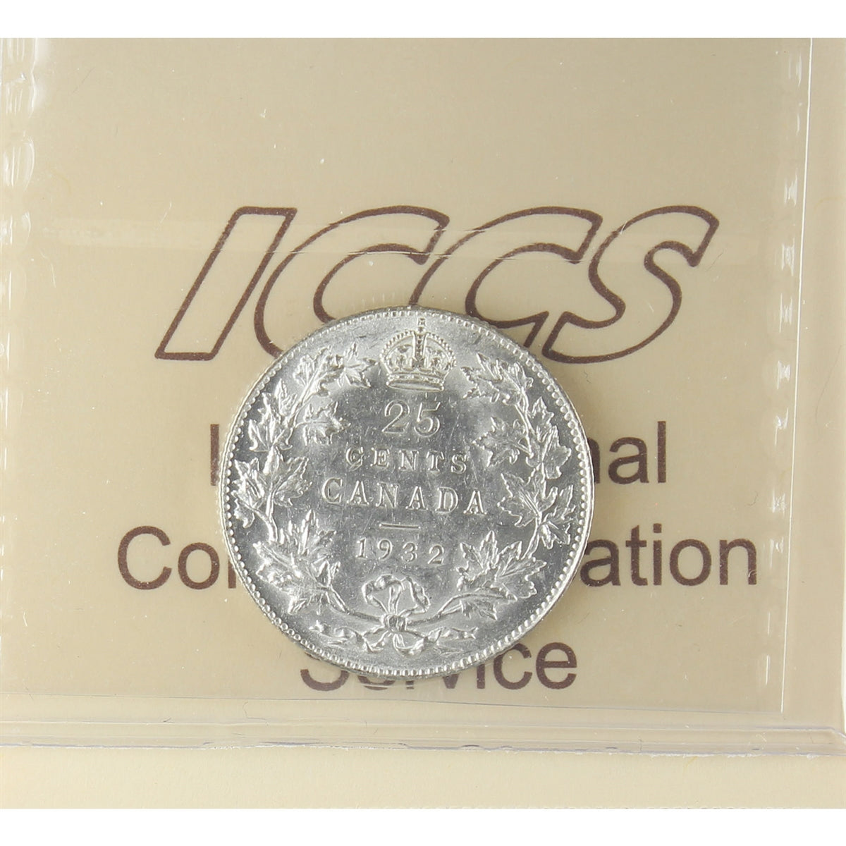 1932 Canada 25-cents ICCS Certified AU50