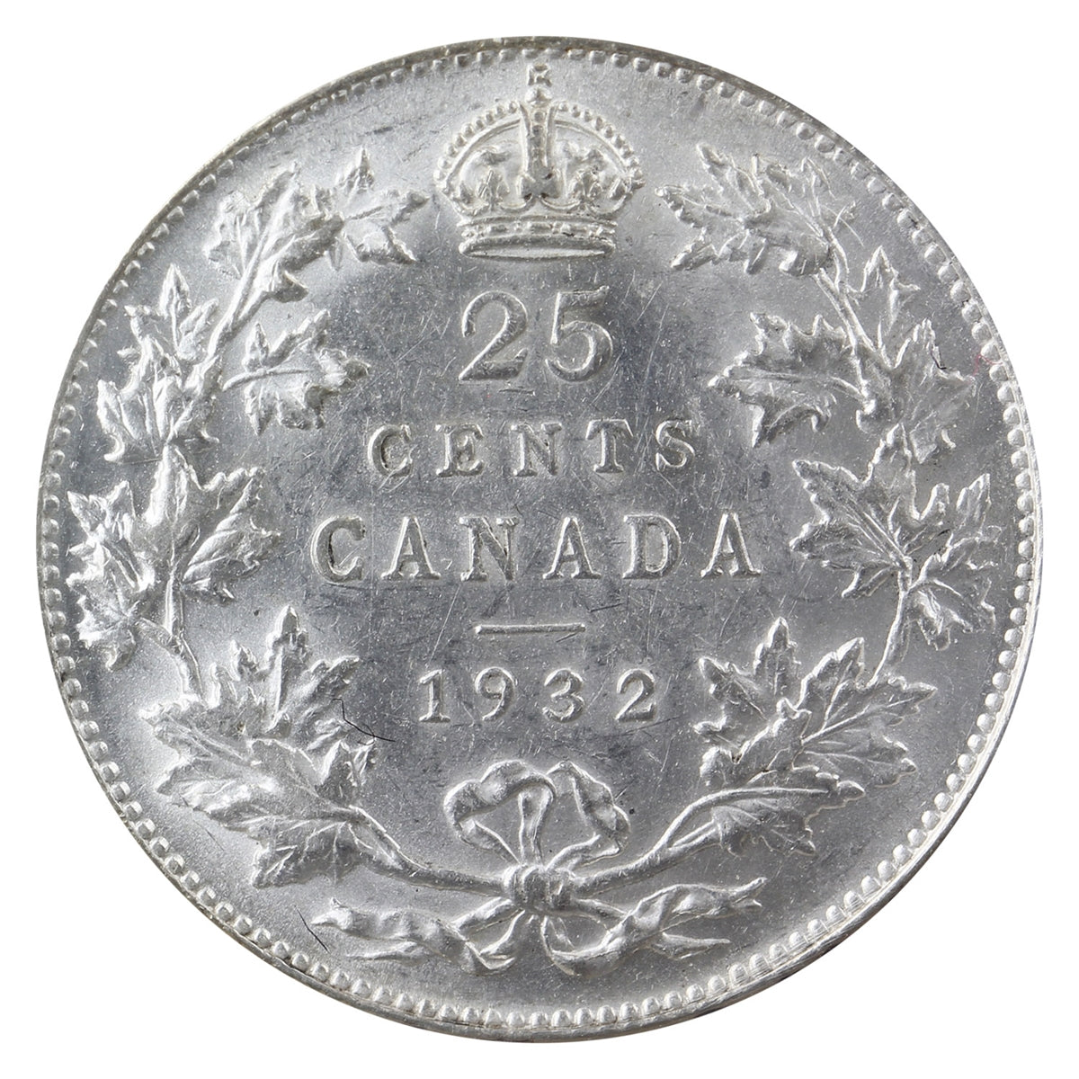 1932 Canada 25-cents ICCS Certified AU50