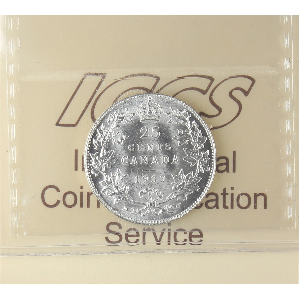 1933 Canada 25-cents ICCS Certified MS63