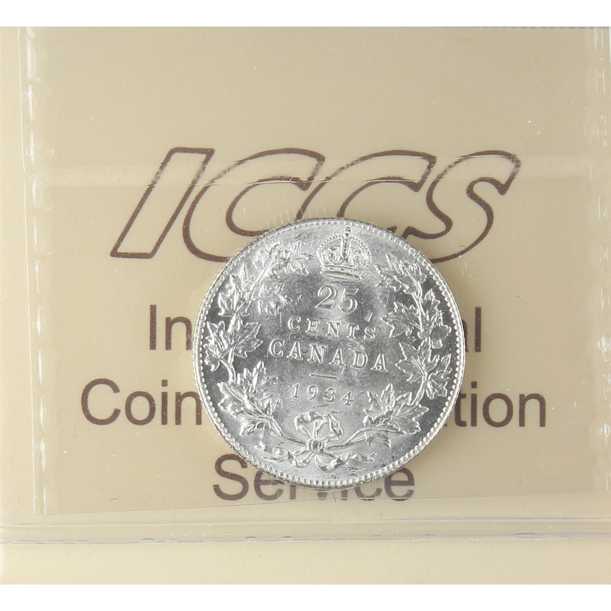 1934 Canada 25-cents ICCS Certified MS60 (XZD 195)