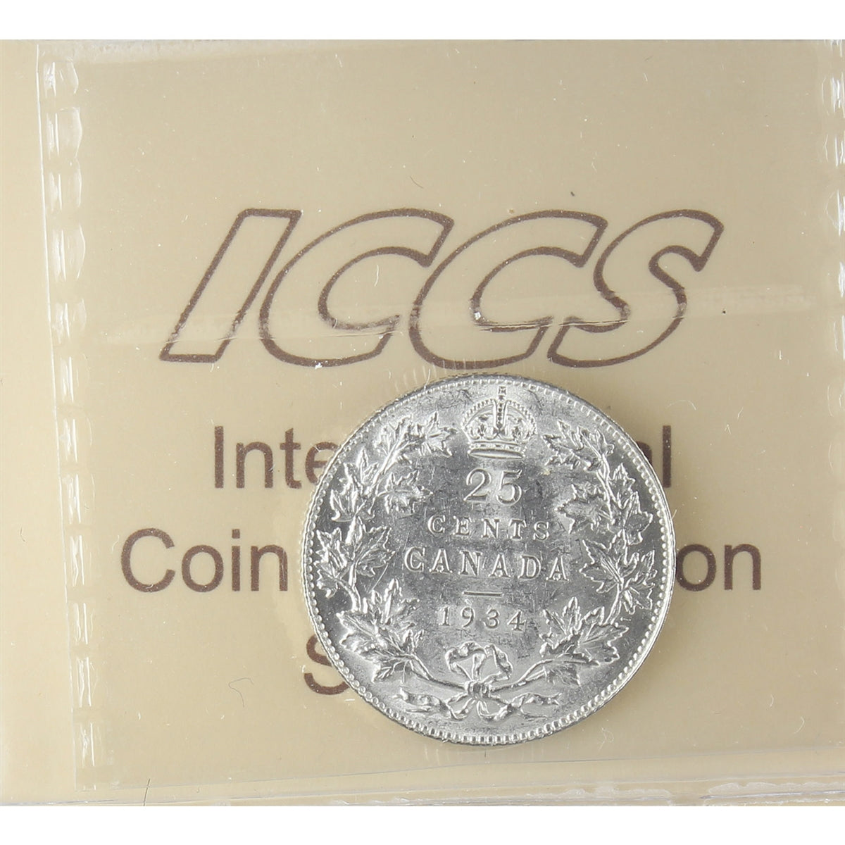 1934 Canada 25-cents ICCS Certified AU50