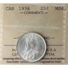 1936 Canada 25-cents ICCS Certified MS63 (XZD 206)