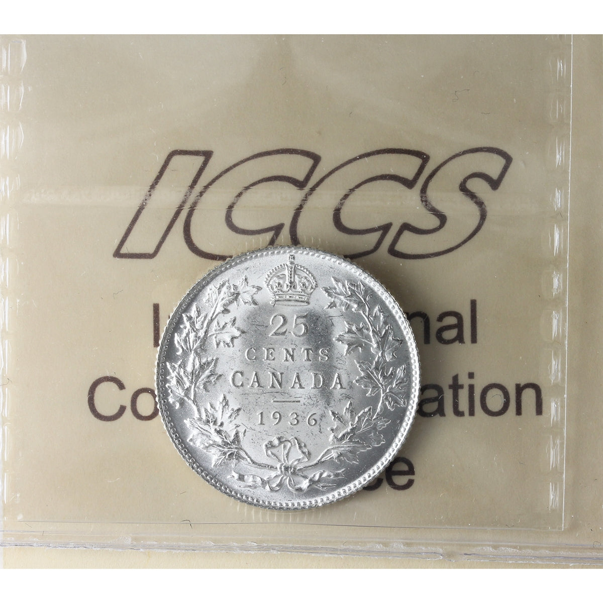 1936 Canada 25-cents ICCS Certified MS62