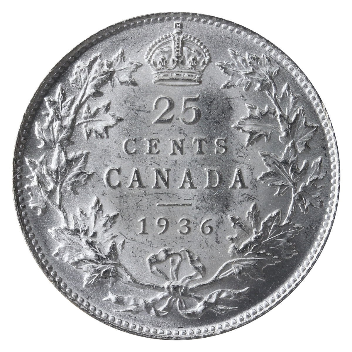 1936 Canada 25-cents ICCS Certified MS62
