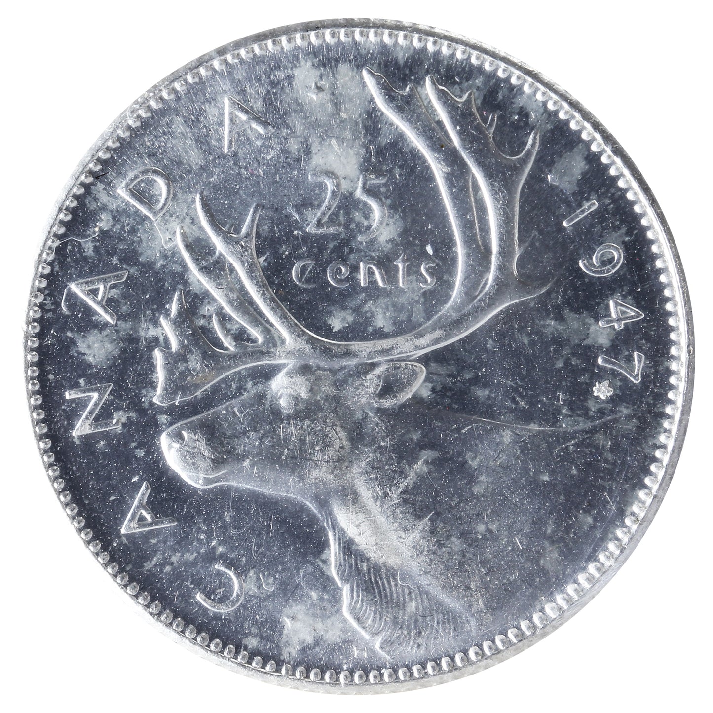 1947 Maple Leaf Canada 25-cents ICCS Certified MS65 (XCZ 823)