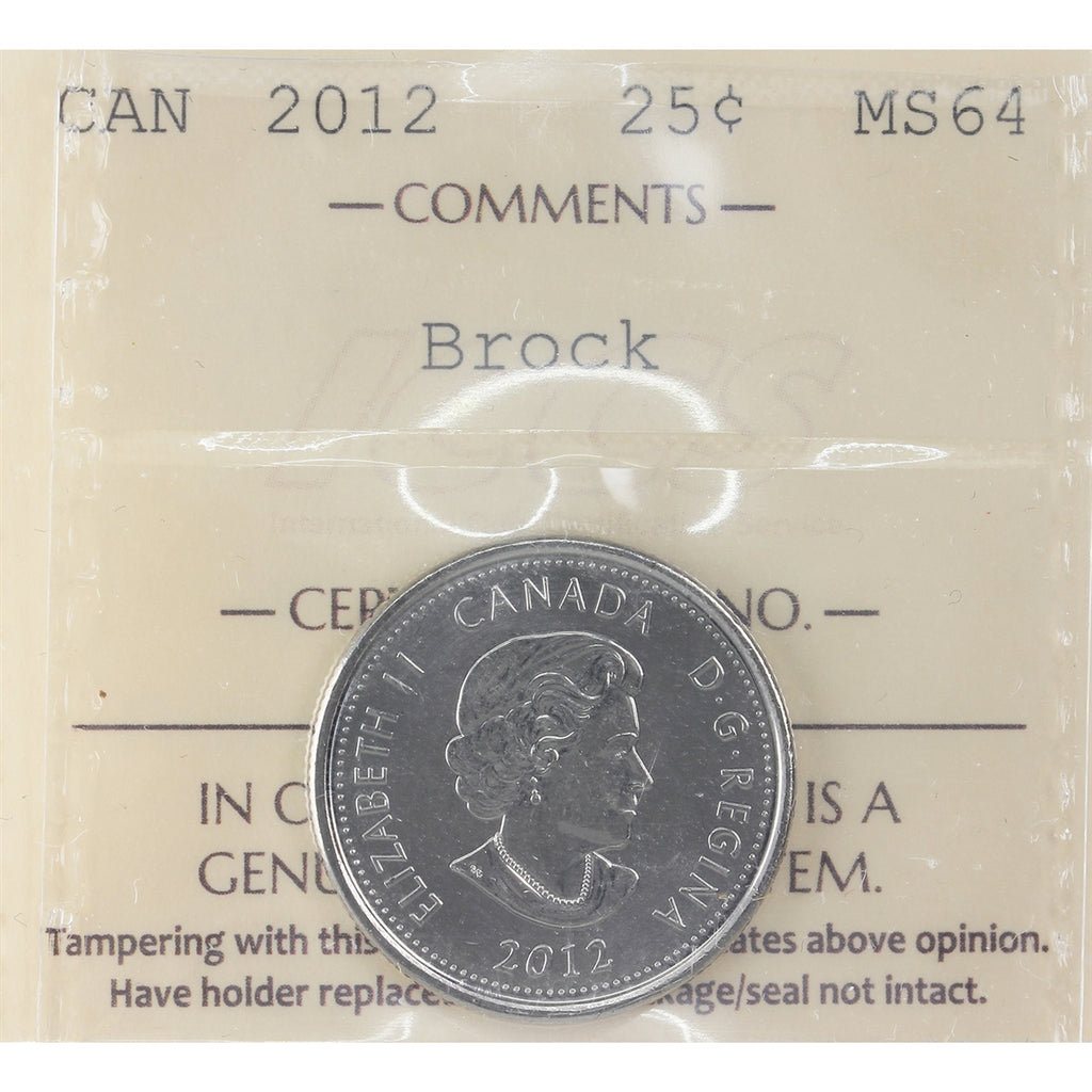 2012 Brock Canada 25-cents ICCS Certified MS64