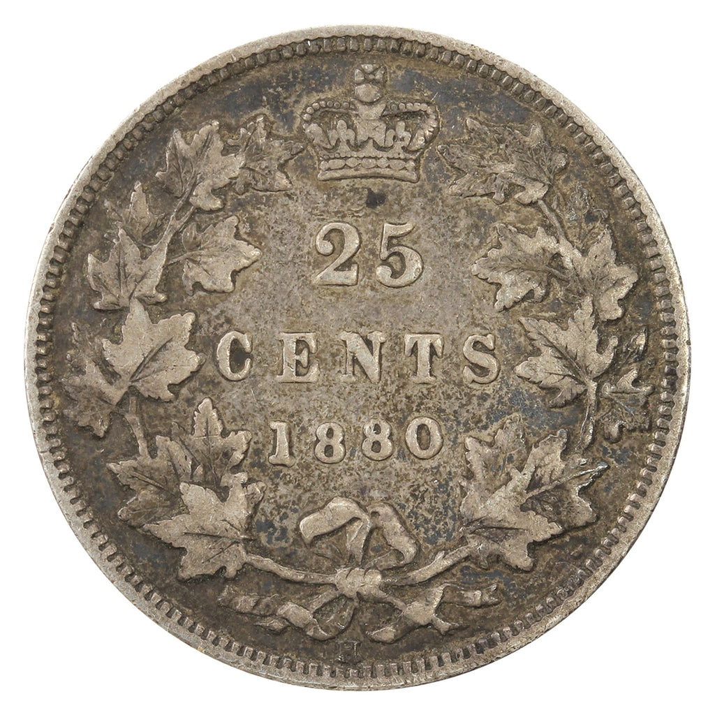 1880H Narrow Over Wide O Canada 25-cents F-VF (F15) $