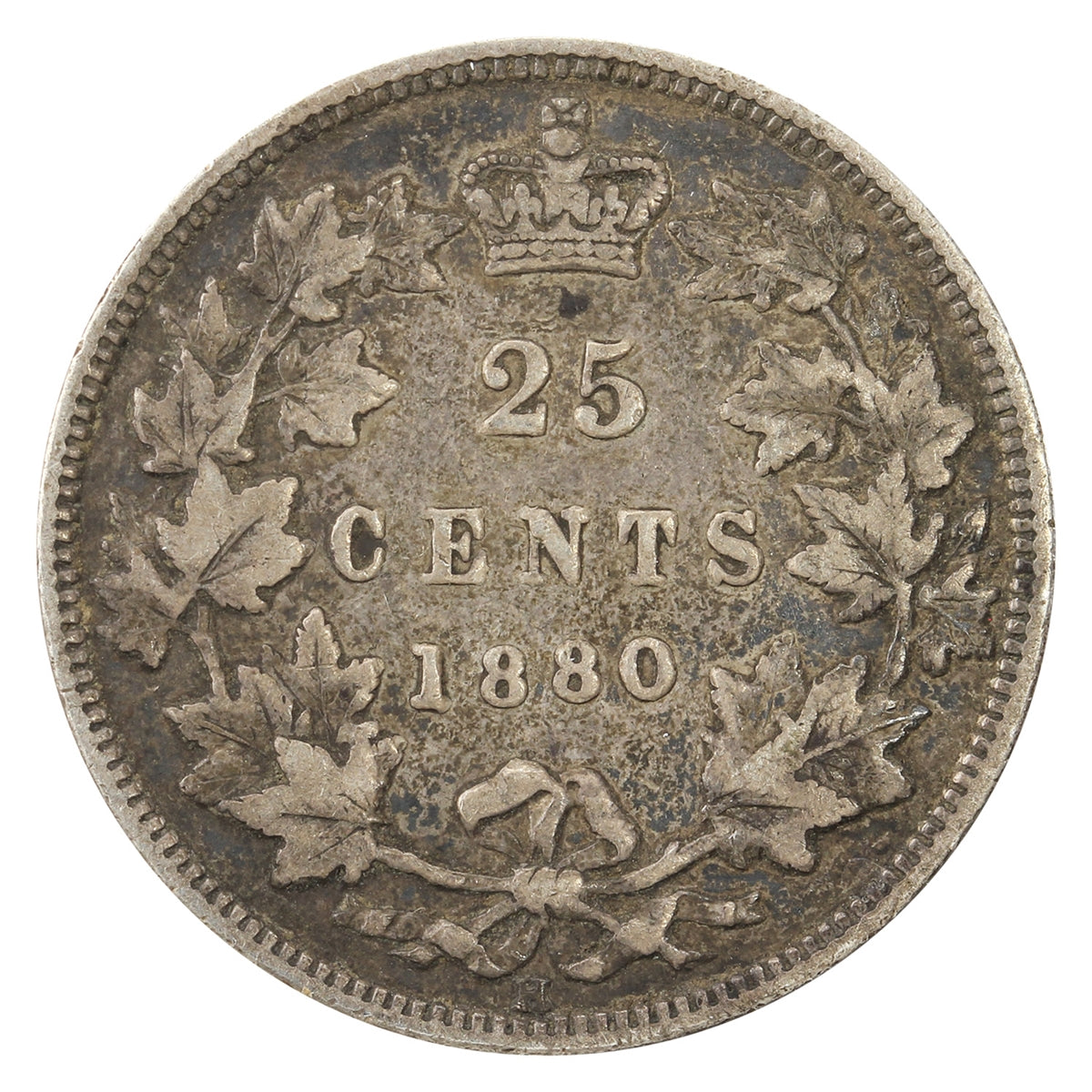 1880H Narrow Over Wide O Canada 25-cents F-VF (F15) $