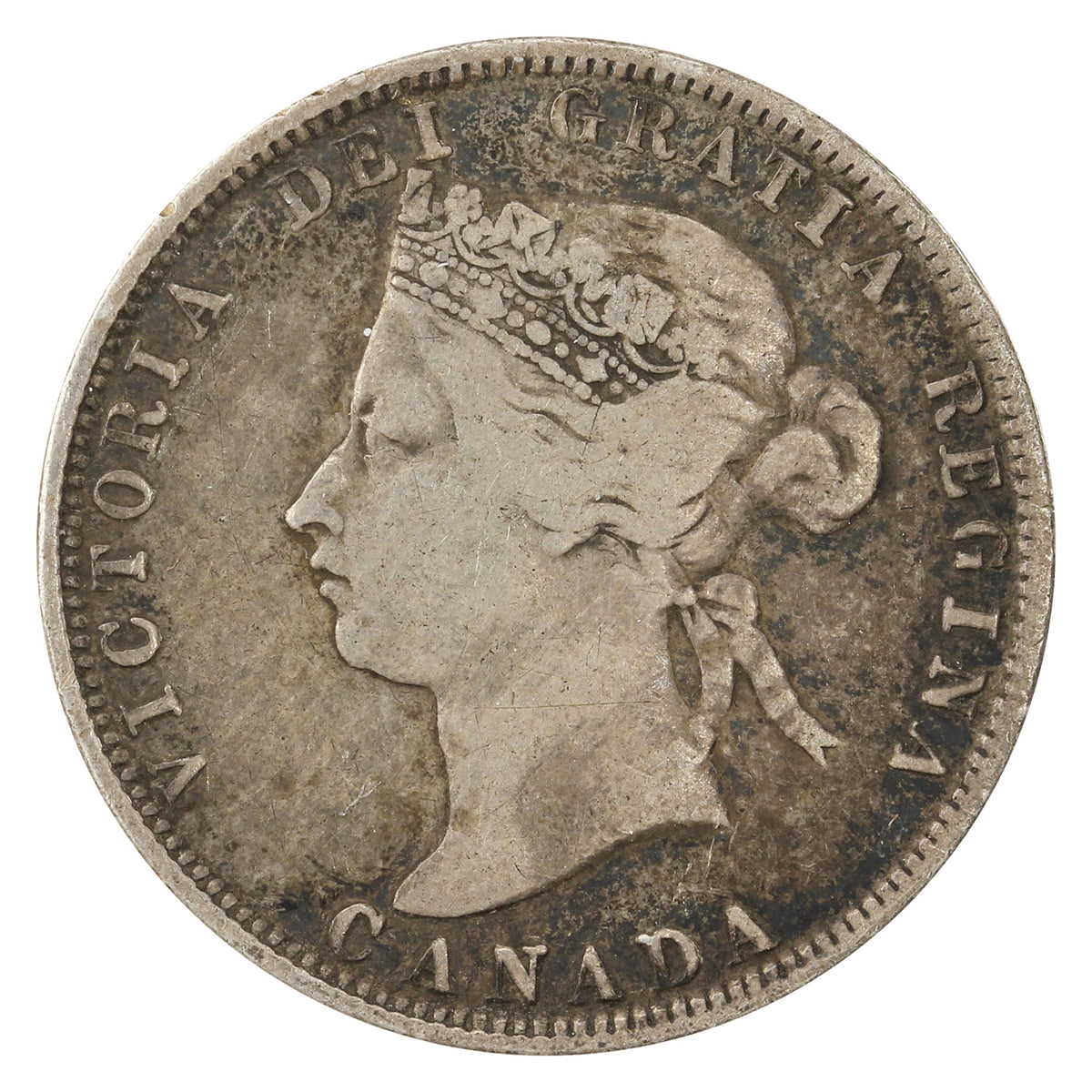 1880H Narrow Over Wide O Canada 25-cents F-VF (F15) $