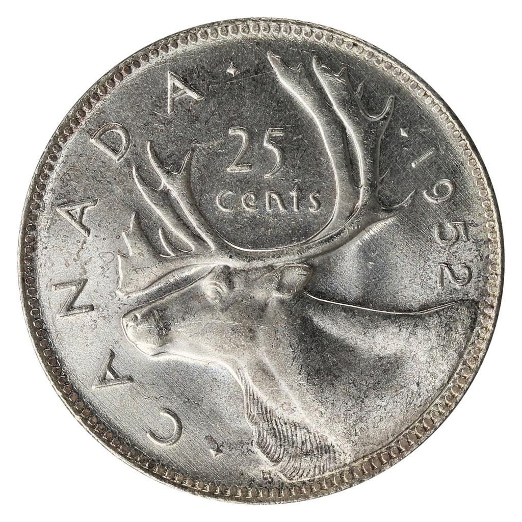 1952 High Relief Canada 25-cents Choice Brilliant Uncirculated (MS64) $