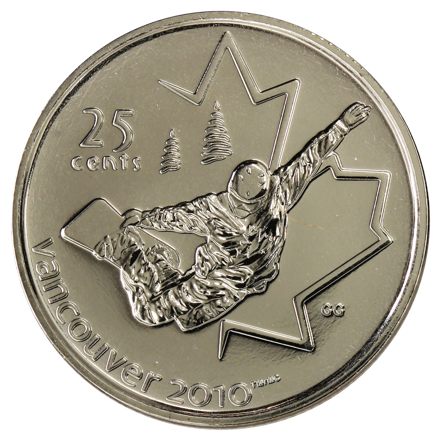 2008 Snowboarding Canada 25-cents Proof Like