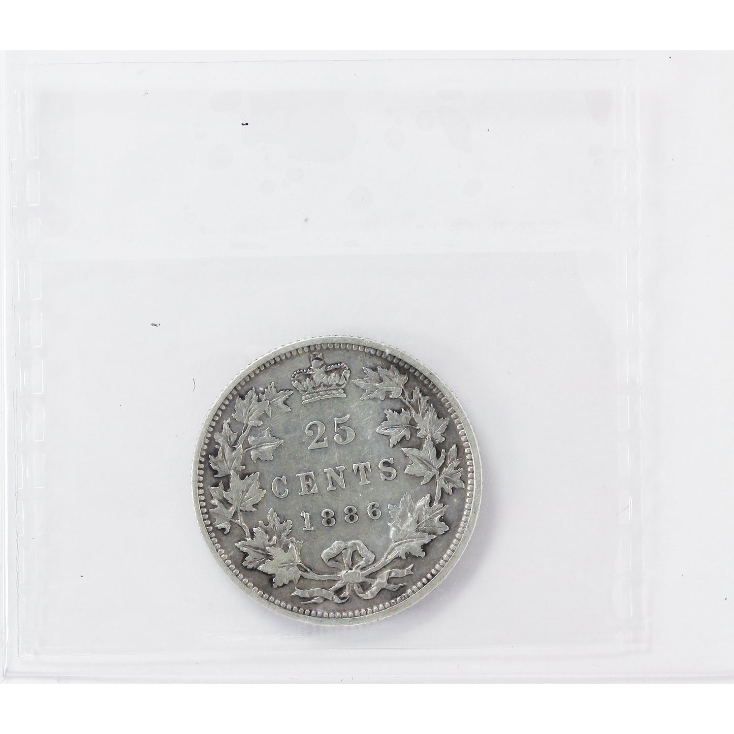 1886 6/3, Obv. 5, Long Bough Ends Canada 25-cents ICCS Certified F15