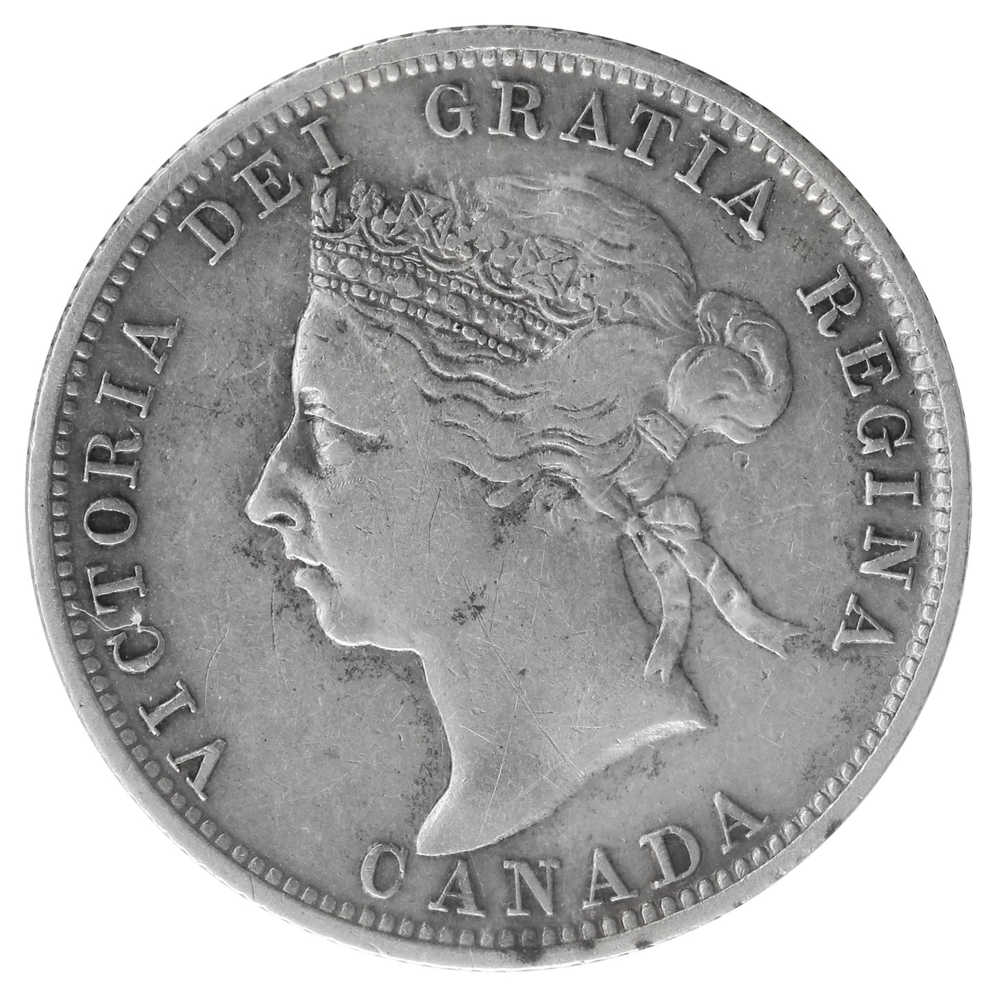 1886 6/3, Obv. 5, Long Bough Ends Canada 25-cents ICCS Certified F15
