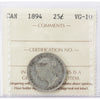 1894 Canada 25-cents ICCS Certified VG10