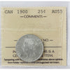 1900 Canada 25-cents ICCS Certified AU-55