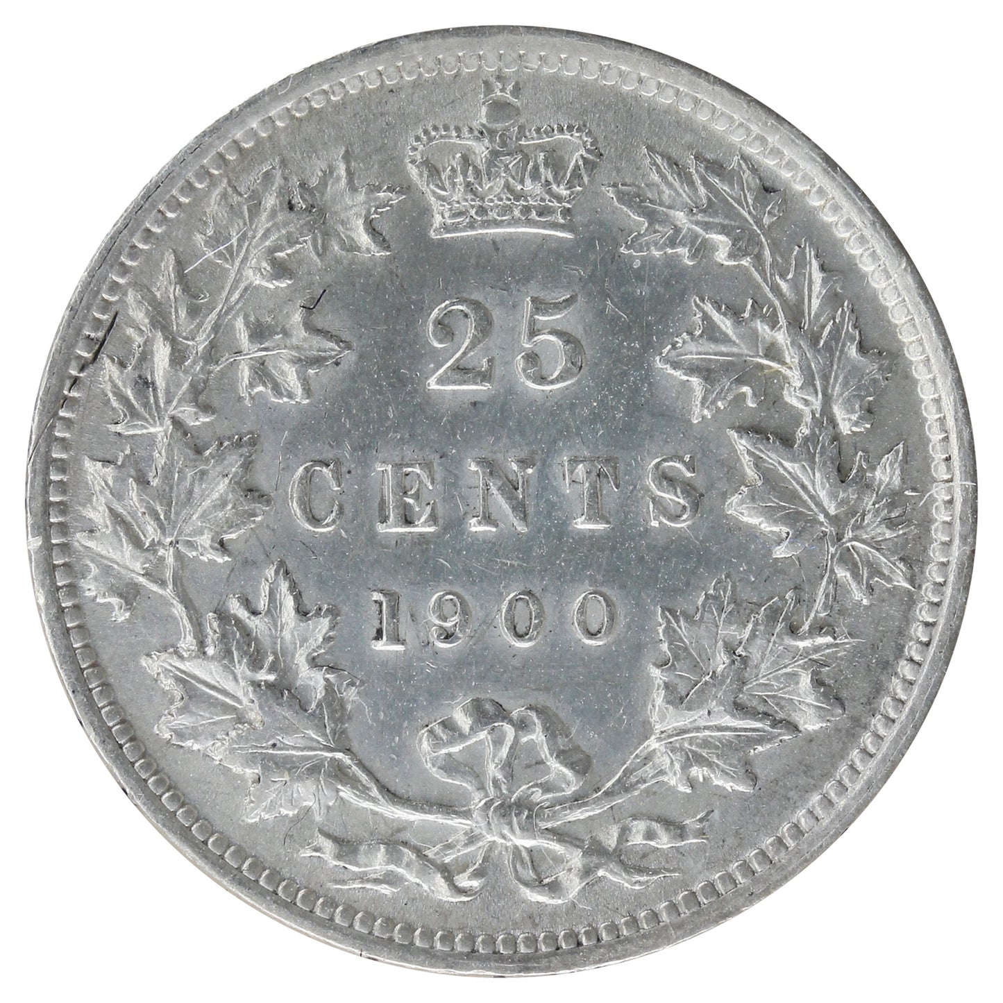 1900 Canada 25-cents ICCS Certified AU-55