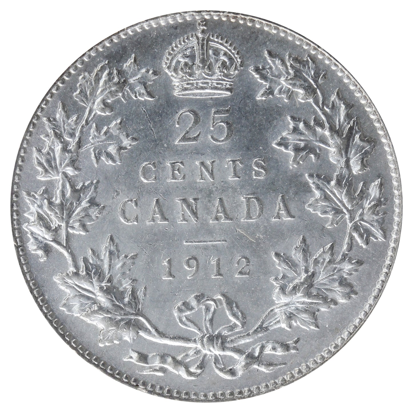 1912 Canada 25-cents ICCS Certified AU50