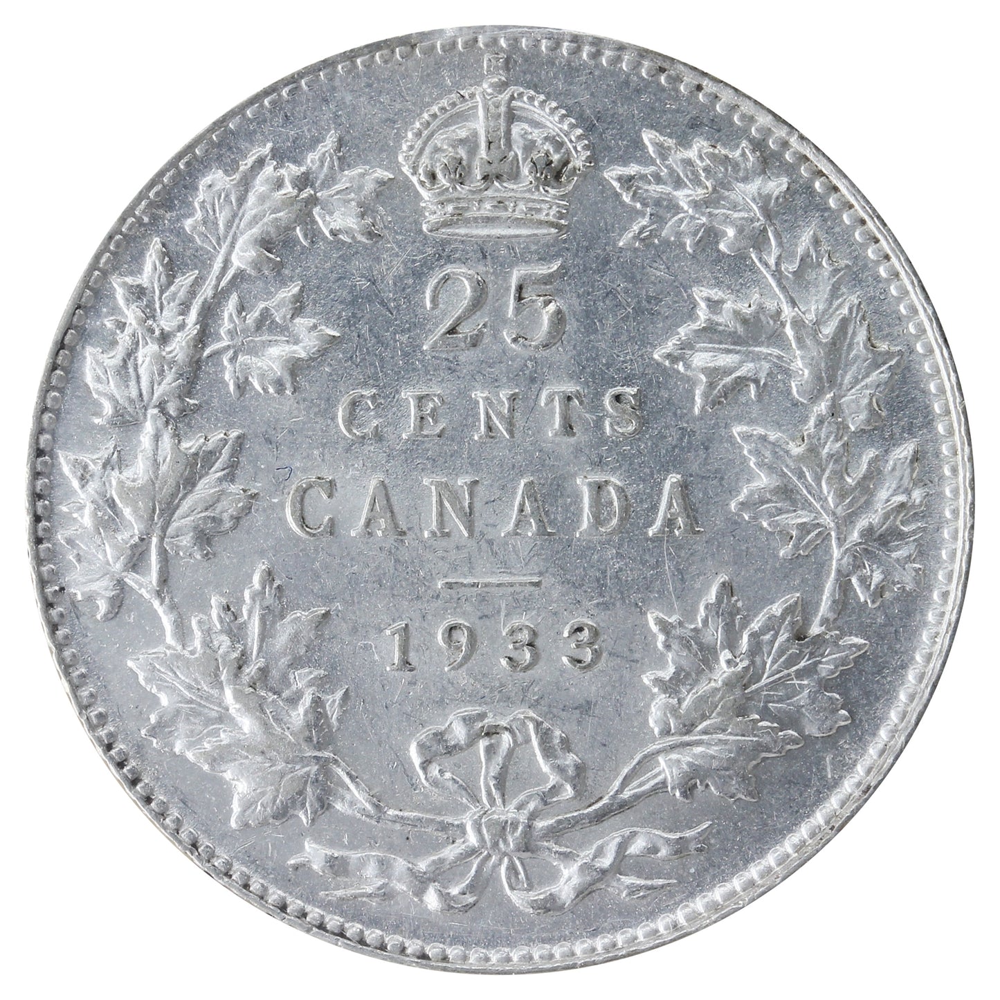 1933 Canada 25-cents ICCS Certified AU58