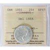 1955 Double 1955 Canada 25-cents ICCS Certified EF40
