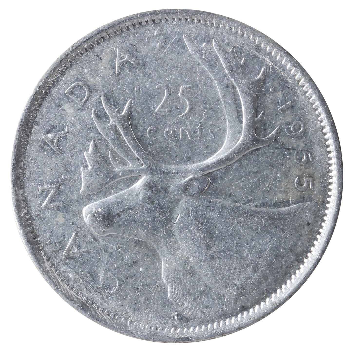 1955 Double 1955 Canada 25-cents ICCS Certified EF40